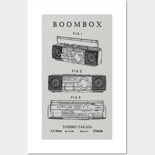 Boombox Portable Music Player Hip Hop Patent Print Posters and Art